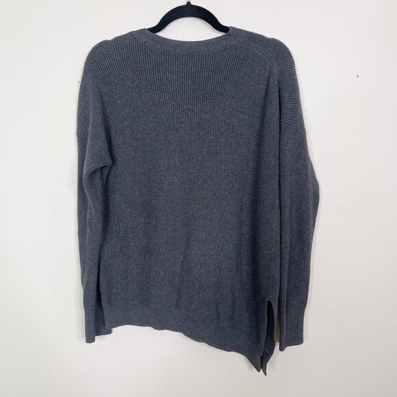 Athleta Small Rest Day Asymmetrical Sweater Gray Ribbed Pima Cotton Lyocell Silk - Picture 2 of 11